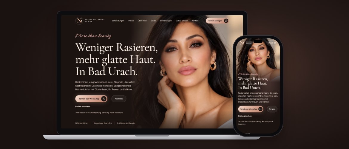 Website von Beauty Aesthetics by Nur auf Laptop und Handy